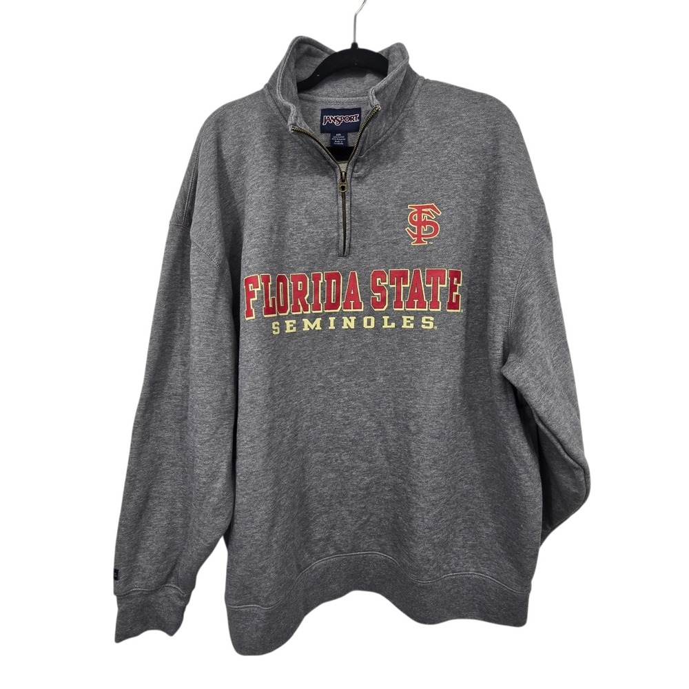 Vintage 90s Y2K Jansport 1/4 Zip Florida State Seminoles Sweatshirt Men XXL Gray